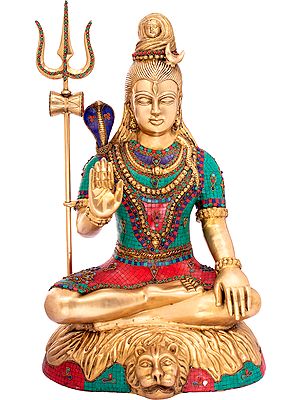 35" Blessing Lord Shiva (Large Size) In Brass | Handmade | Made In India