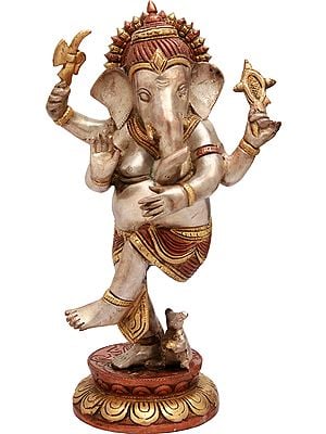 11" Dancing Ganesha In Brass | Handmade | Made In India