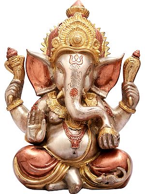 12" Crowned Ganesha In Brass | Handmade | Made In India