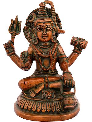 5" Small Brass Lord Shiva Idol Seated on Pedestal