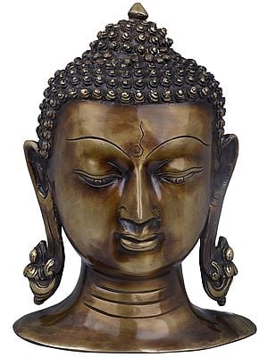 11" Tibetan Buddhist Lord Buddha Head In Brass | Handmade | Made In India