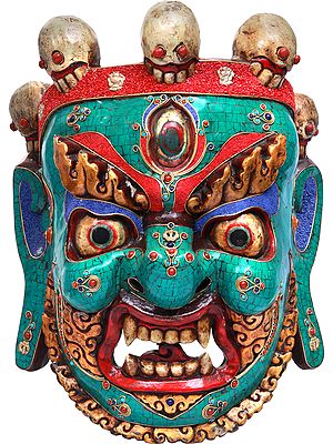 Tibetan Buddhist Mahakala Wall Hanging Wrathful Mask From Nepal