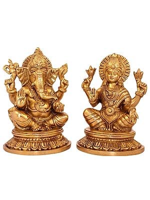 Pair Of Haloed Ganesha-Lakshmi