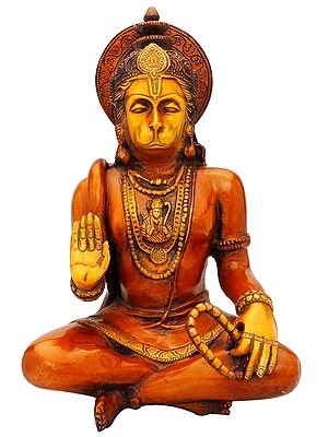 Hindu God Hanuman Sitting Brass Statue