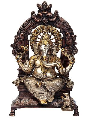 19" Hindu God Ganesha Brass Statue In Brass | Handmade | Made In India