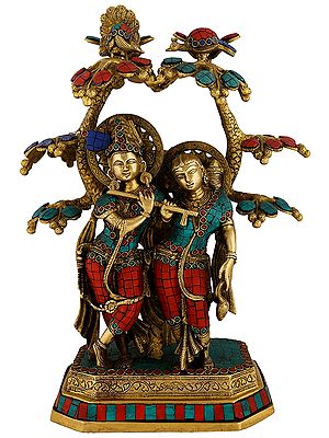 Lord Krishna And Radha Brass Statue