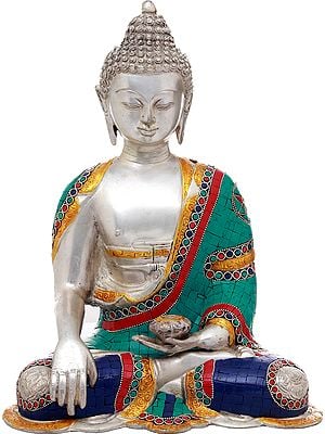 13" Tibetan Buddhist Lord Buddha in Bhumisparsha Mudra In Brass | Handmade | Made In India