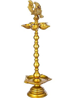 17" Ten Wicks Ritual Lamp In Brass | Handmade | Made In India