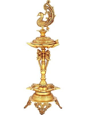 24" Auspicious Puja Lamp in Brass | Handmade | Made in India