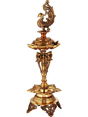 24" Auspicious Puja Lamp in Brass | Handmade | Made in India