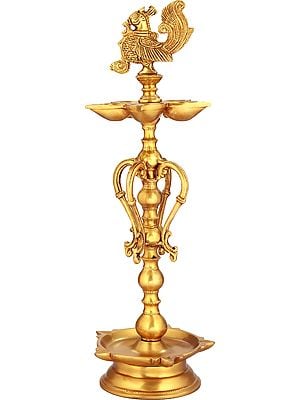 16" Auspicious Ritual Lamp In Brass | Handmade | Made In India
