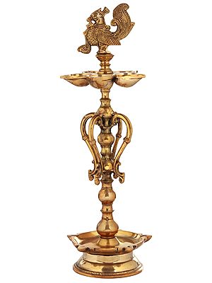 16" Auspicious Ritual Lamp in Brass | Handmade | Made in India