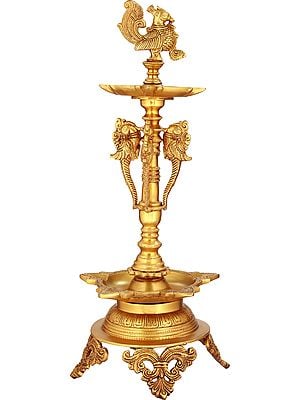 19" Ten-Wicks Mayur Lamp with Stand In Brass | Handmade | Made In India