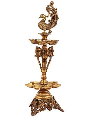 22" Auspicious Puja Lamp in Brass | Handmade | Made in India