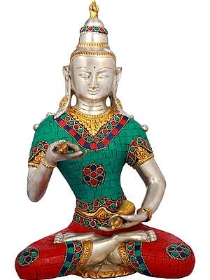 13" The Serenity Of Vajrasattva, The Adi-Buddha In Brass | Handmade | Made In India