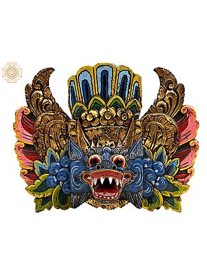 16" Wooden Wrathful Wall Hanging Colorful Mask