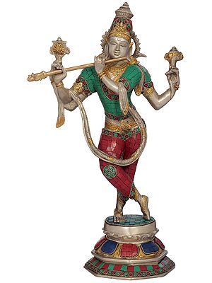 17" Cosmic Krishna In Brass | Handmade | Made In India