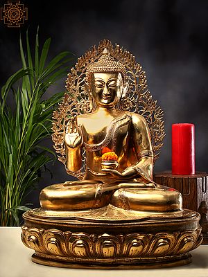 24" Superfine Brass Gautam Buddha with Tree In Brass