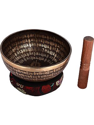 10" Tibetan Buddhist Vishwa-Vajra Singing Bowl From Nepal | Handmade | Madhuchista Vidhana (Lost-Wax) | Panchaloha Bronze from Swamimalai