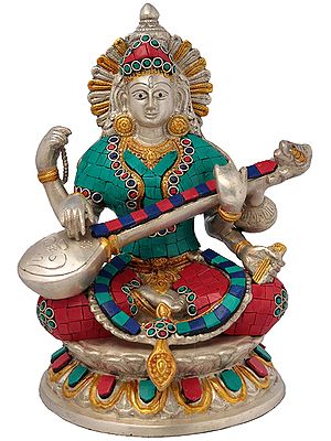 Goddess Saraswati Seated on Lotus