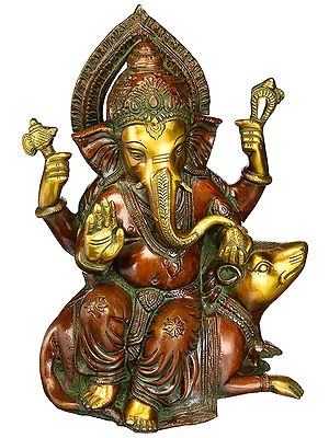 Four-armed Lord Ganesha Sitted On Mushak