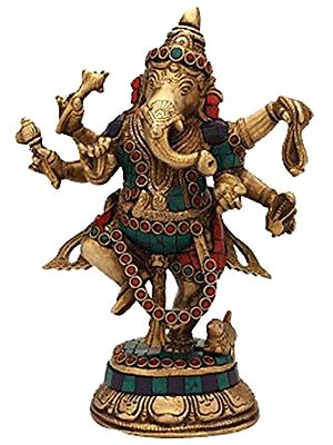 Dancing Ganesha with Inlay Work