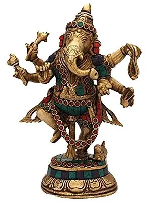 Dancing Ganesha with Inlay Work