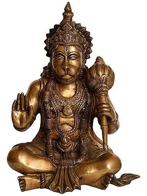 75" Lord Hanuman In Abhaya Mudra In Brass | Handmade | Made In India
