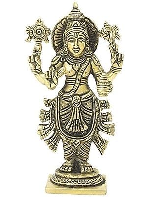 7" Standing Lord Vishnu In Brass | Handmade | Made In India
