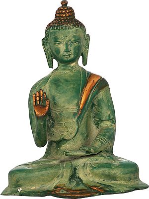 6" Blessing Buddha Sculpture in Brass | Handmade Tibetan Buddhist Idols | Made in India