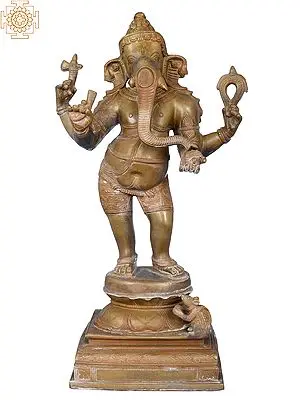 17" Lissome Standing Ganesha In Brass | Handmade | Made In India