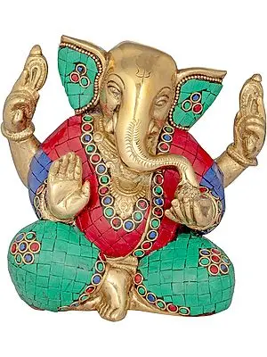 5" Ganesha with Trishul Mark on Forehead In Brass | Handmade | Made In India
