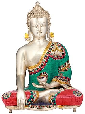 16" Tibetan Buddhist Lord Buddha in Earth Touching Gesture In Brass | Handmade | Made In India
