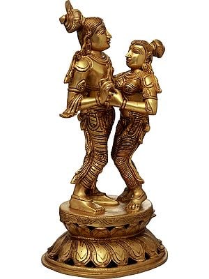 20" Radha Inching Closer To Her Krishna In Brass | Handmade | Made In India
