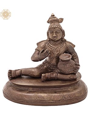6" Butter-Loving Krishna Brass Statue | Handmade Unique Home Decor