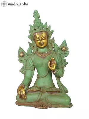 10" Tibetan Buddhist Goddess White Tara In Brass | Handmade | Made In India