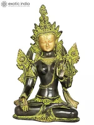 10" Tibetan Buddhist Goddess White Tara Brass Statue | Handmade | Made in India