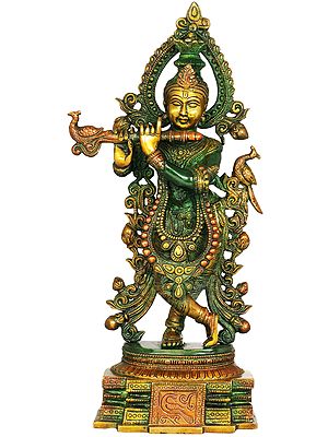 15" Venugopala (Fluting Krishna) In Brass | Handmade | Made In India