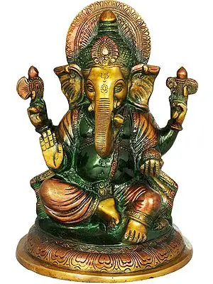 8" Blessing Lord Ganesha In Brass | Handmade | Made In India