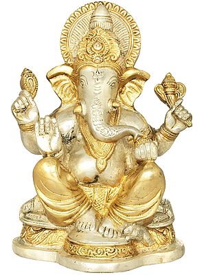 6" Lord Ganesha In Brass | Handmade | Made In India