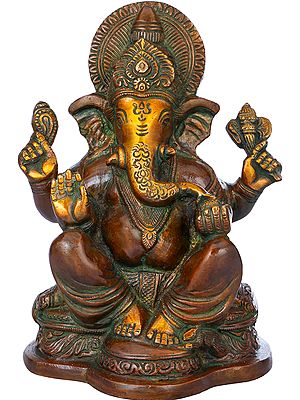 6" Lord Ganesha In Brass | Handmade | Made In India