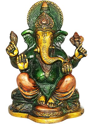 6" Lord Ganesha In Brass | Handmade | Made In India