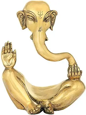 8" Stylized Ganesha In Brass | Handmade | Made In India