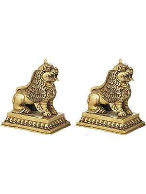 Nepalese Temple Lion Pair - Made in Nepal