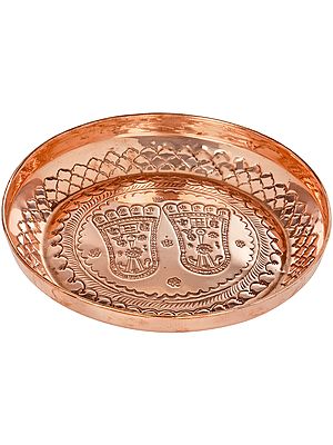 Copper Puja Thali with Vishnu Padam