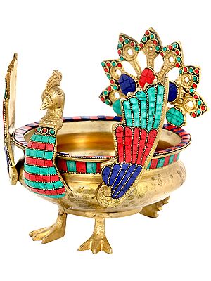 Peacock Brass Urli | Home Decor Gift