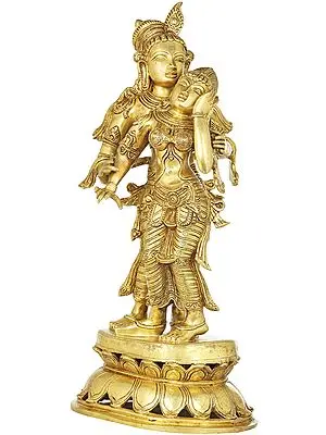 24" Elegant Radha Krishna Brass Sculpture | Exquisite Handmade Art from India