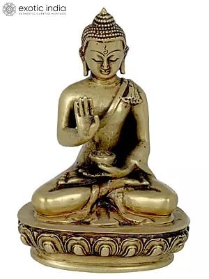 5" Tibetan Buddhist Blessing Buddha - Made in Nepal In Brass | Handmade