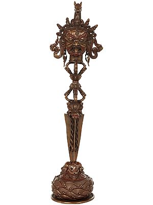 Fine Quality Tibetan Buddhist Hayagriva Phurpa On Skull Stand - Made in Nepal
