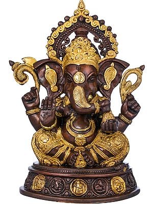14" Crowned Ganesha - The Most Auspicious Deity In Brass | Handmade | Made In India